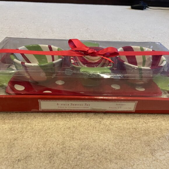 Holiday Christmas Serving Set - 4 pieces - candy - Red, Green, White - NEW - Picture 6 of 6